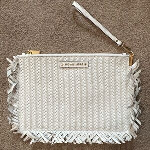 Michael Kors Woven Leather Wristlet Clutch